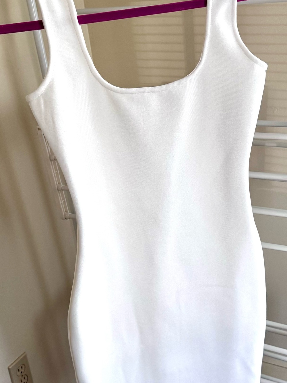 SHEIN White Backless Bandage Bodycon Midi Dress
